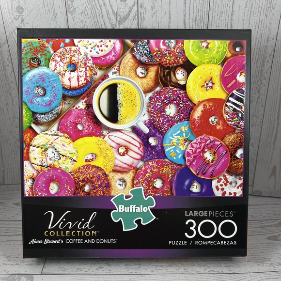 Other - Buffalo Puzzle 300 Coffee And Donuts Vivid Large Pieces USA Gift Colorful Fun